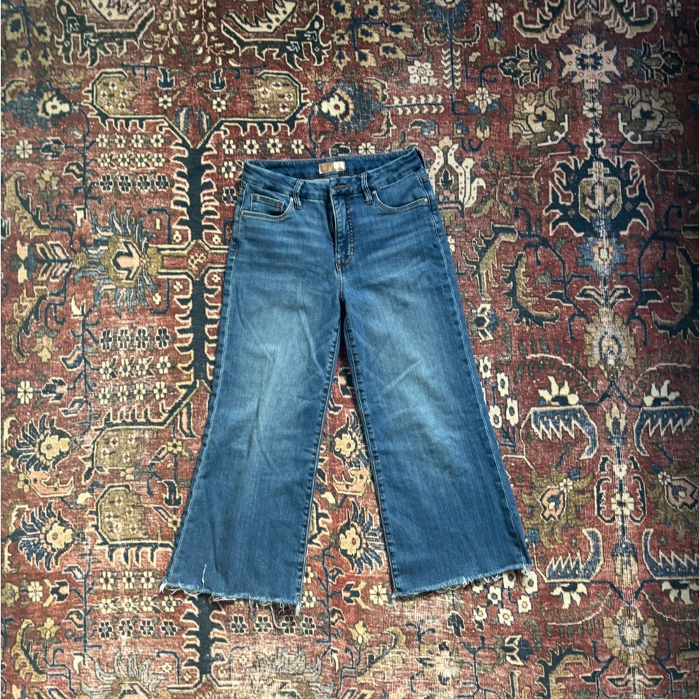 KUT FROM THE KLOTH Flare “Meg Fab Ab” Wide Leg Blue Jeans (Petite!) - Picture 4 of 15